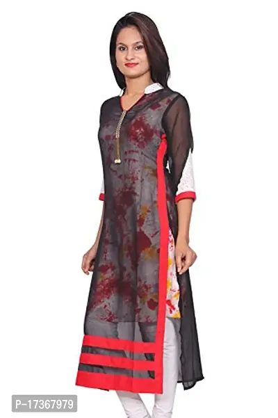 LOCAL VOCAL Women Georgette Layered Red Kurta_Large-thumb3