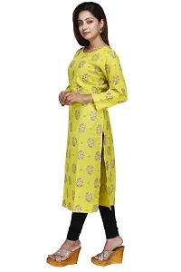 Stylish Yellow Printed Rayon Straight Kurta For Women-thumb2