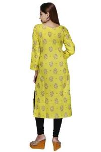 Stylish Yellow Printed Rayon Straight Kurta For Women-thumb1