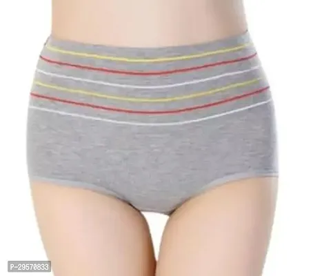 Stylish Grey Cotton Blend Solid Panty For Women