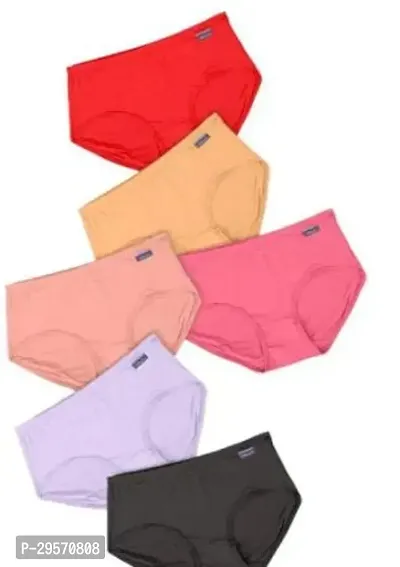 Stylish Multicoloured Cotton Blend Solid Panty For Women Pack Of 6-thumb0