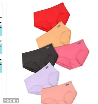 Stylish Multicoloured Cotton Blend Solid Panty For Women Pack Of 6-thumb0