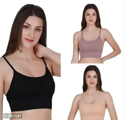 Comfortable Multicoloured Cotton Blend Solid Basic Bras For Women-Pack Of 3