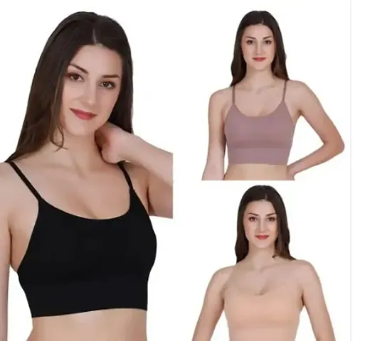 Comfortable Blend Solid Basic Bras For Women-Pack Of 3