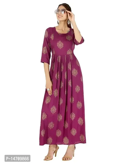 Rayon Collar Front Button Maternity Kurta for Women(Kurti-5066-Maroon)-thumb5