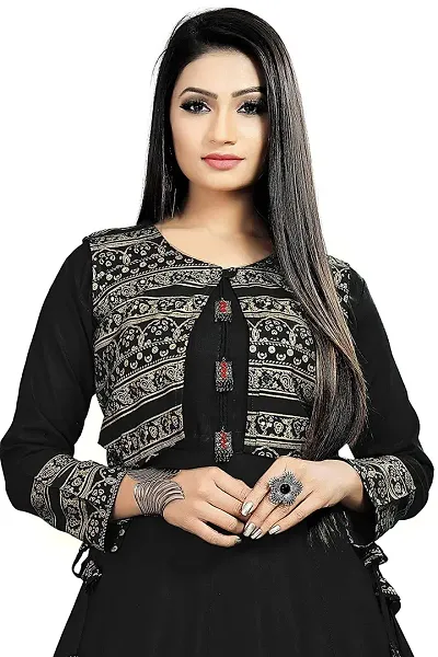 Women's Rayon Anarkali Kurti with Short Jacket