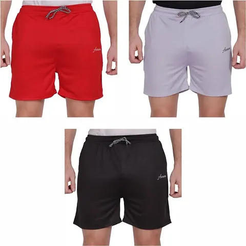 Stylish Multicoloured Cotton Blend Printed Regular Shorts For Men Pack Of 3