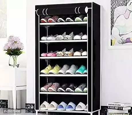 Multifunctional Shoe Rack With Side Pockets And Zip Wide-Shelf Storage Rack For Toys And Clothing-thumb0