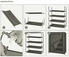 Multifunctional Shoe Rack With Side Pockets And Zip Wide-Shelf Storage Rack For Toys And Clothing-thumb3