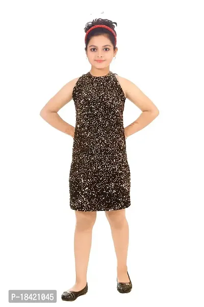 DSJ Kids Western Style Sequence Knee Length Velvet Dress for Girls-thumb0