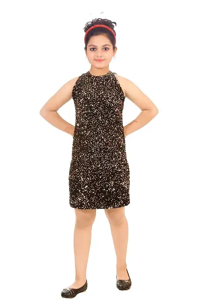 DSJ Kids Western Style Sequence Knee Length Velvet Dress for Girls