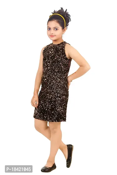 DSJ Kids Western Style Sequence Knee Length Velvet Dress for Girls-thumb3