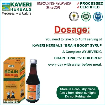 Kaveri Herbals Brain Boost Syrup for Concentration, Mind  Memory Power, Memory Support, (Brahmi, Shankhapushpi) for Children 200 ml-thumb3