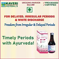 Kaveri Herbals Women's Care Syrup for Irregular, Delayed Period, White Discharge (Leucorrhoea ), Hormonal Imbalance, PCOS, Uterine, Period Cramps, Pelvic Pain, Ayurvedic Health Supplement 200ml-thumb3