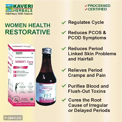 Kaveri Herbals Veg. Women's Care Syrup for Irregular, Delayed Periods, White Discharge (Leucorrhoea ), Hormonal Balance, Period Cramps, Pelvic Pain Ayurvedic 400ml-thumb4