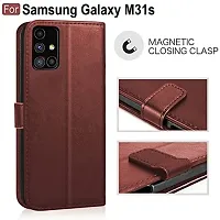 ARIESMO Flip Cover for Samsung Galaxy M31s  (Brown , Camera Bump Protector)-thumb1