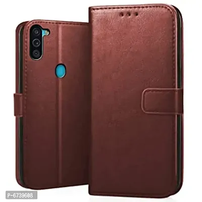 ARIESMO Flip Cover for Samsung Galaxy M11  (Brown , Camera Bump Protector)-thumb0