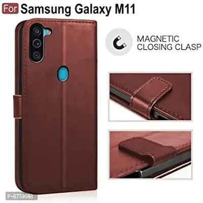 ARIESMO Flip Cover for Samsung Galaxy M11  (Brown , Camera Bump Protector)-thumb2