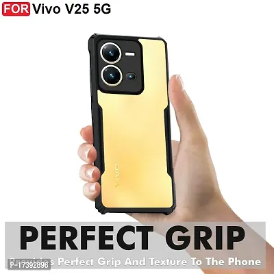 ARIESMO Back Case Cover for Vivo V25 (5G)(Transparent,Shockproof,Black)-thumb2