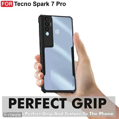 ARIESMO Back Case Cover for Tecno Spark 7 Pro (Transparent,Shockproof,Black)-thumb2