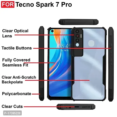 ARIESMO Back Case Cover for Tecno Spark 7 Pro (Transparent,Shockproof,Black)-thumb5