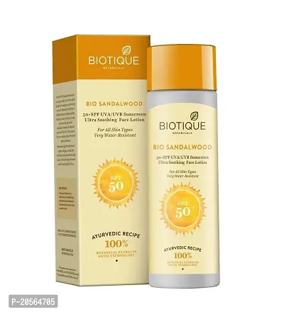 Biotique Bio Sandalwood Sunscreen Ultra Soothing Face Lotion, SPF 50+ |Ultra Protective Lotion| Keeps Skin Soft, Fair and Moisturized| Water Resistant| For All Skin Types| 120ml-thumb0