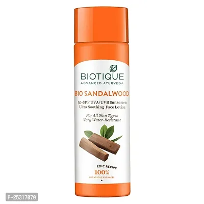 Biotique Sandalwood Sunscreen Ultra Soothing Face Lotion, SPF 50+ |Ultra Protective Lotion| Keeps Skin Soft, Fair and Moisturized| Water Resistant| For All Skin Types| 120ml-thumb0