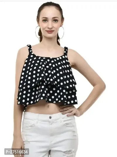 Elegant Black Cotton Blend Printed Top For Women