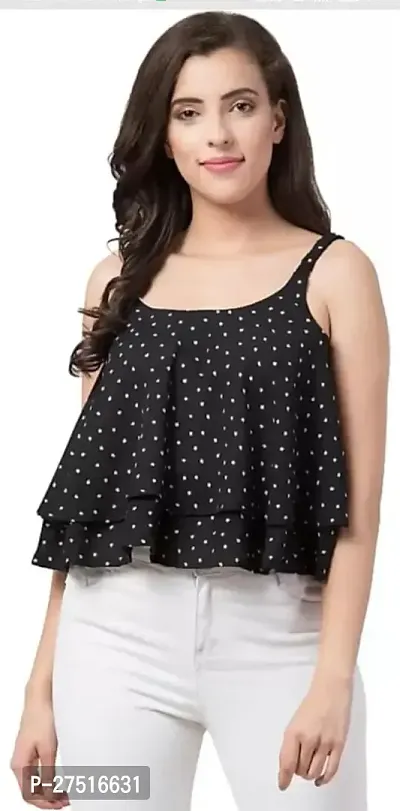 Elegant Black Cotton Blend Printed Top For Women