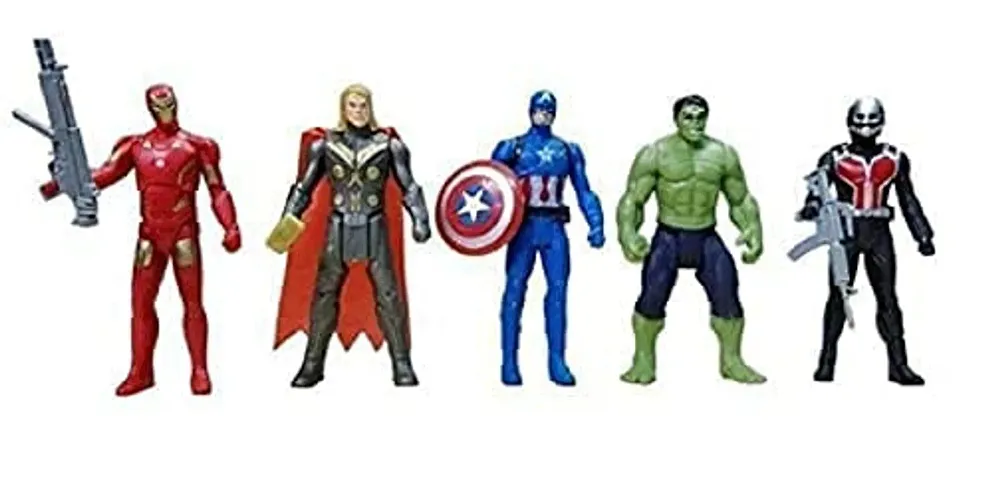 Set of 5 Lifelike Superhero Action Figures Toy Set comes with movable hands and legs