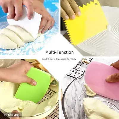 Multicolor 3 Pcs Plastic Dough Scraper Icing Cake Fondant Designing and Decoration Chopping Cutter Baking Tools-thumb2