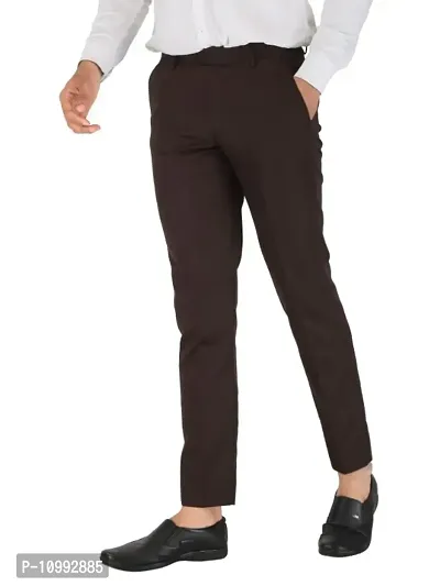 Classic Polyester Blend Solid Formal Trousers for Men-thumb3