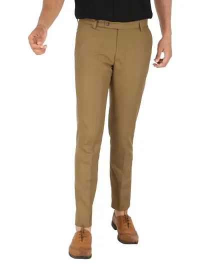 Elegant Lycra Mid-Rise Solid Formal Trouser For Men