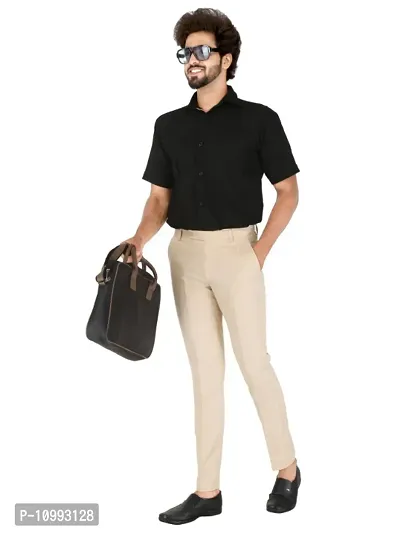 Classic Polyester Blend Solid Formal Trousers for Men-thumb5