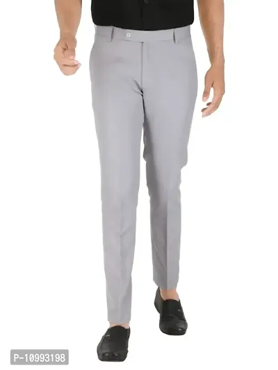 Classic Polyester Blend Solid Formal Trousers for Men-thumb0