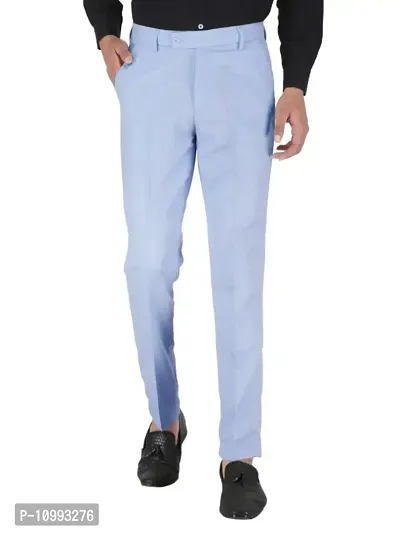 Classic Polyester Blend Solid Formal Trousers for Men-thumb0