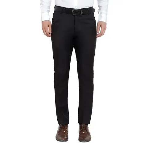 Blend Mid Rise Formal Trousers For Men