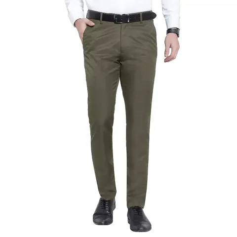 Synthetic Mid Rise Formal Trousers For Men