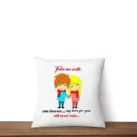 ASHVAH Take Me with You Forever My Love for You Will Never End Cushion / Pillow Cover with Filler Gift for Husband, Wife, Boyfriend, Girlfriend, Fiance Valentine Day-thumb3