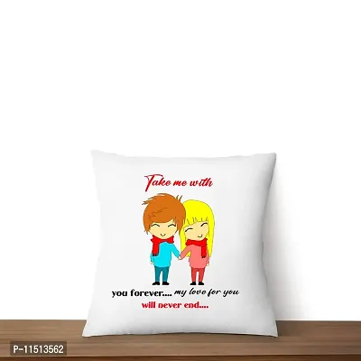 ASHVAH Take Me with You Forever My Love for You Will Never End Cushion / Pillow Cover with Filler Gift for Husband, Wife, Boyfriend, Girlfriend, Fiance Valentine Day-thumb4