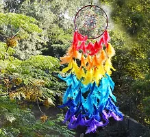 ARTBUG Natural Feathers Multi Color Dream Catcher Wall Hanging (6 Inch) for Positive Energy and Protection - for Home/Office/Shop/Rooms-thumb1