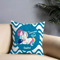 ASHVAH Sadhvi Name Unicorn Cushion Cover with Filler - Best Happy Birthday Gift for Daughter, Sister, Gift for Kids, Return Gift - Color - Blue - Size - 12 x 12 inches-thumb1