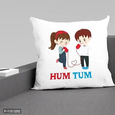 ASHVAH Hum Tum Cushion / Pillow Cover with Filler Gift for Husband, Wife, Boyfriend, Girlfriend, Fiance Valentine Day-thumb2