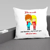 ASHVAH Take Me with You Forever My Love for You Will Never End Cushion / Pillow Cover with Filler Gift for Husband, Wife, Boyfriend, Girlfriend, Fiance Valentine Day-thumb1