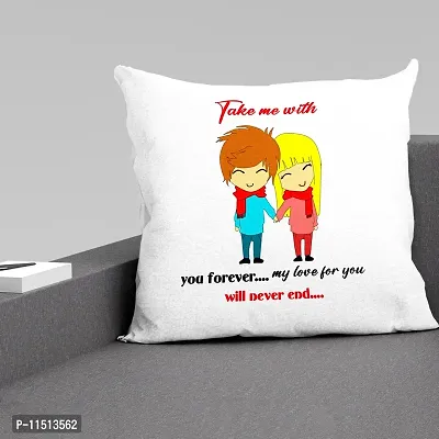 ASHVAH Take Me with You Forever My Love for You Will Never End Cushion / Pillow Cover with Filler Gift for Husband, Wife, Boyfriend, Girlfriend, Fiance Valentine Day-thumb2