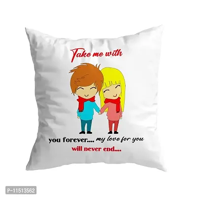 ASHVAH Take Me with You Forever My Love for You Will Never End Cushion / Pillow Cover with Filler Gift for Husband, Wife, Boyfriend, Girlfriend, Fiance Valentine Day-thumb0