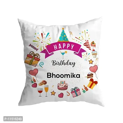 ASHVAH Happy Birthday Bhoomika Cushion Cover with Filler for Daughter, Sister, Girlfriend, Wife, Name - Bhoomika