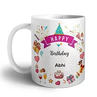 ASHVAH Happy Birthday Abhi Coffee Mug and Cushion Combo Gift (Pack of 2) for Son, Brother, Boyfriend, Husband, Friend, Name - Abhi-thumb2