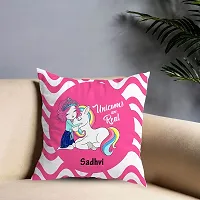 ASHVAH Sadhvi Name Unicorn Cushion Cover with Filler - Best Happy Birthday Gift for Daughter, Sister, Gift for Kids, Return Gift - Color - Pink - Size - 12 x 12 inches-thumb1