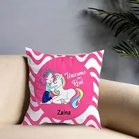 ASHVAH Zaina Name Unicorn Cushion Cover with Filler - Best Happy Birthday Gift for Daughter, Sister, Gift for Kids, Return Gift - Color - Pink - Size - 12 x 12 inches-thumb1